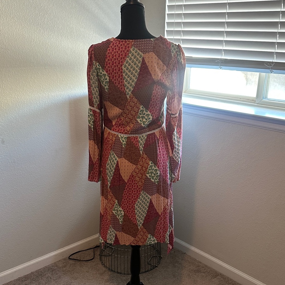 Nanette Lepore Rust Multi Patchwork Long Sleeve M… - image 2